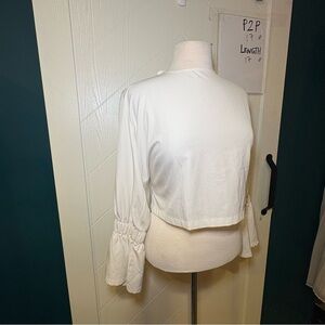 That's It! White Open Back Tie Front Bell Sleeve Cropped Top Coquette Aesthetic